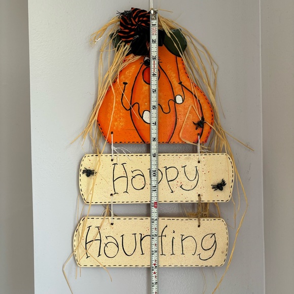 Mrs. Pumpkin Halloween Happy Haunting Wooden Hanging Sign Decoration - Picture 5 of 12